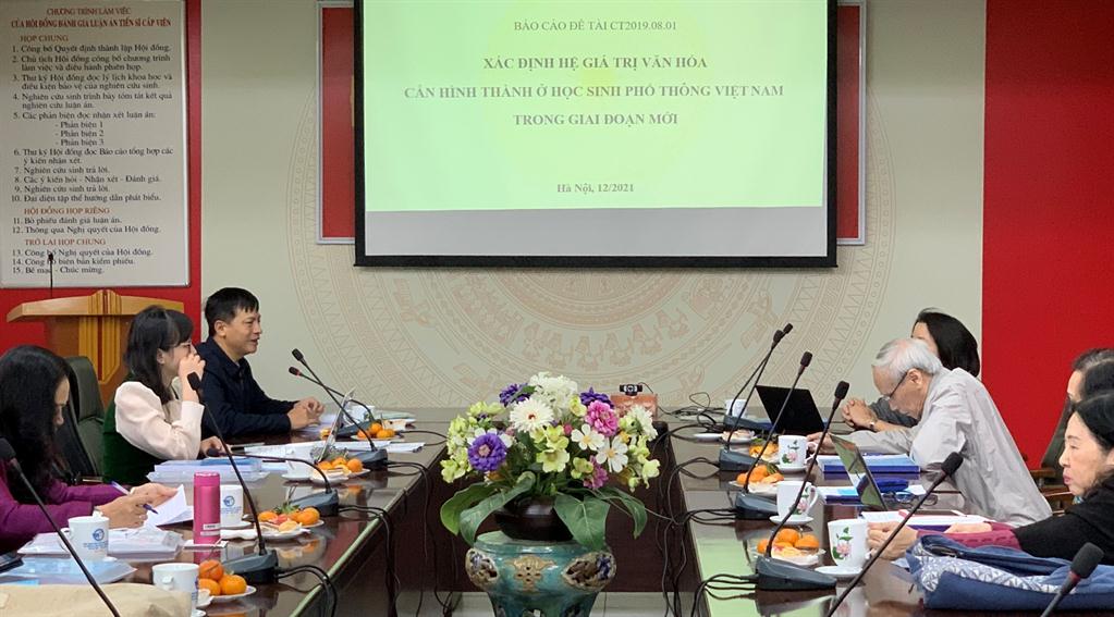 Nghiệm thu cấp cơ sở đề tài KH&NC cấp Bộ “Xác định hệ giá trị văn hóa cần hình thành ở học sinh phổ thông Việt Nam trong giai đoạn mới”
